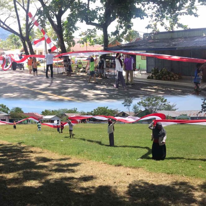 
 Karang Taruna Solog Arak Bendera Merah Putih Sepanjang 75 Meter Keliling Kampung