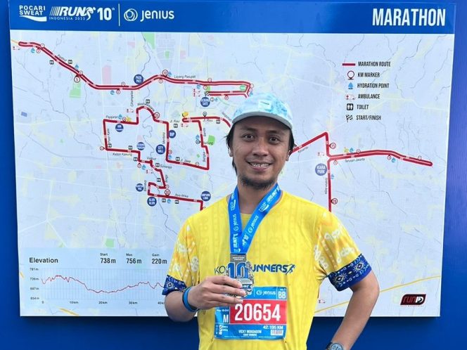 
 Cerita Vicky Mokoagow Selesaikan Marathon 42KM di Pocari Sweat Run Indonesia 2023