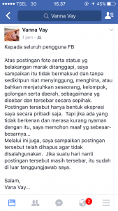 Postingan Vanna Vay atas postingan yang menuai komentar miring para Netizen