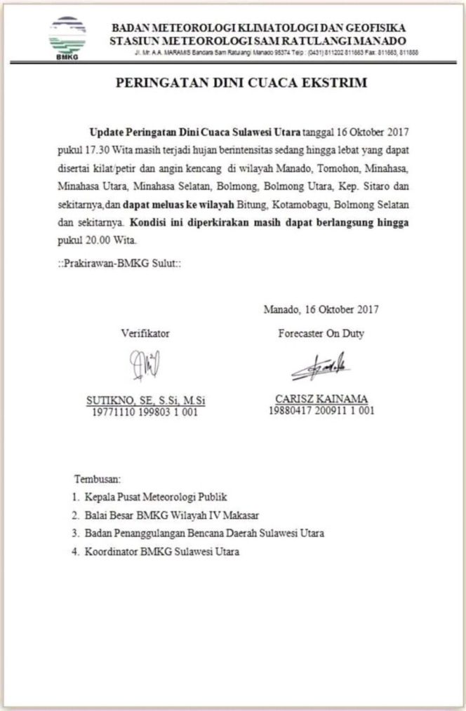 
Surat edaran BMKG Manado