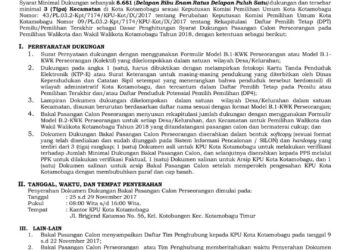 KPU Kotamobagu Umumkan Syarat Dukungan Bakal Calon Perseorangan