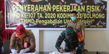 Naskah Pekerjaan Fisik Kegiatan TMMD Ke-107 Ditandatangani