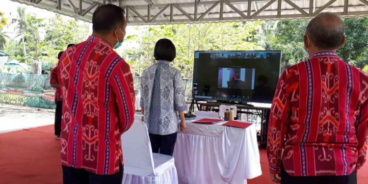 Pencapaian TPB-14, Bupati Yasti Ikuti Vidcon Peluncuran Kemitraan Kepala Daerah Pesisir