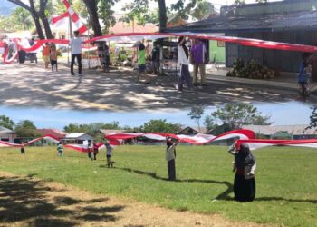 Karang Taruna Solog Arak Bendera Merah Putih Sepanjang 75 Meter Keliling Kampung
