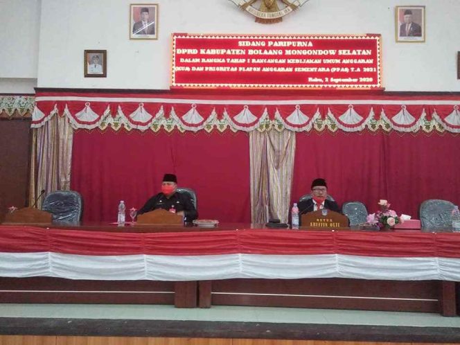 
DPRD Bolsel Gelar Paripurna Tahap Satu KUA PPAS Tahun 2021