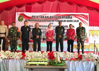 Bupati Yasti Hadiri Peletakan Batu Pertama Pembangunan Pengadilan Agama Lolak