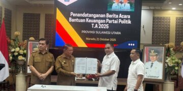 Pemprov Sulut Serahkan Hibah Keuangan untuk 9 Parpol