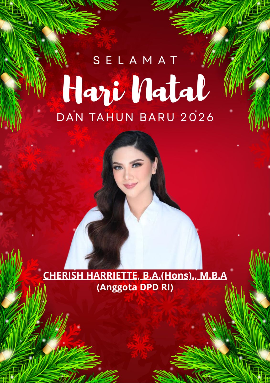selamat hari natal cherish harriette anggota dpd ri