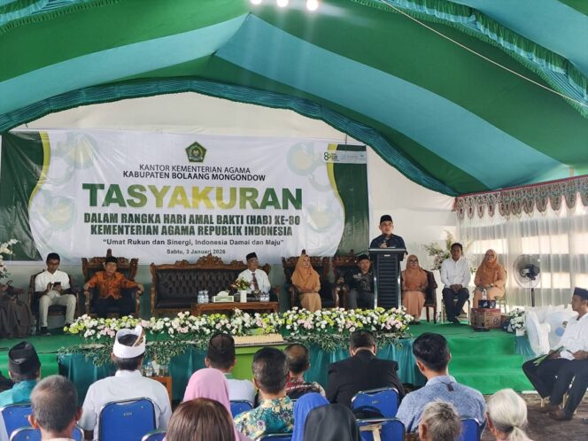 
					Tasyakuran Puncak Hari Amal Bakti Kemenag RI ke-80 Berlangsung Khidmat, Bupati Yusra: Terus Melayani Umat dan Merawat Kerukunan.