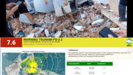 BMKG rilis wilayah siaga tsunami. Foto lain proses evakuasi korban reruntuhan di geudng KONI Sulut. (istimewa)