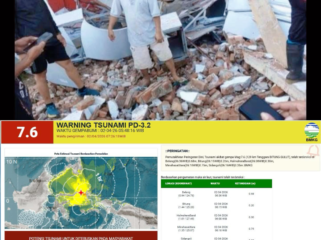 BMKG rilis wilayah siaga tsunami. Foto lain proses evakuasi korban reruntuhan di geudng KONI Sulut. (istimewa)