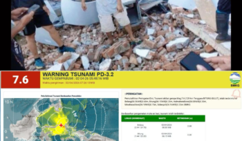 BMKG rilis wilayah siaga tsunami. Foto lain proses evakuasi korban reruntuhan di geudng KONI Sulut. (istimewa)