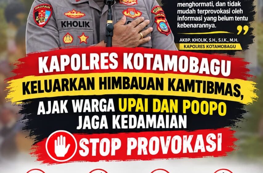 Kapolres Kotamobagu Ajak Warga Upai dan Poopo Jaga Kedamaian, Stop Provokasi!